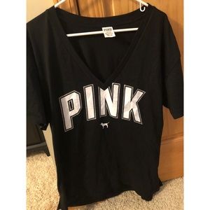 Oversized v-neck t shirt from pink